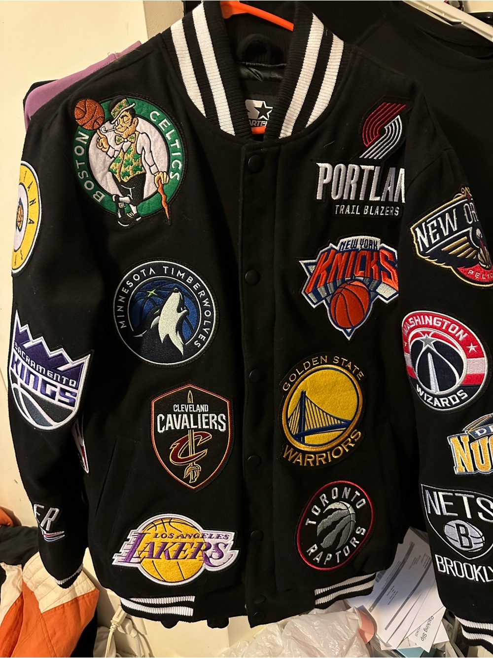 STARTER Black NBA Patch Varsity Jacket